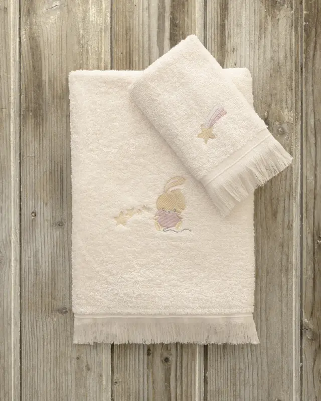 Σετ 2Τ Πετσέτες Παιδικές 30x50-70x120 380gsm Kocoon Bunny Bloom Σομόν 100% βαμβακερό