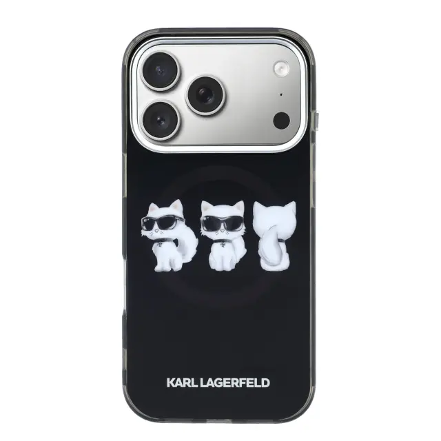 Karl Lagerfeld IML Choupette Trio Watercolor MagSafe Case for iPhone iPhone 17 Pro Max Black 3