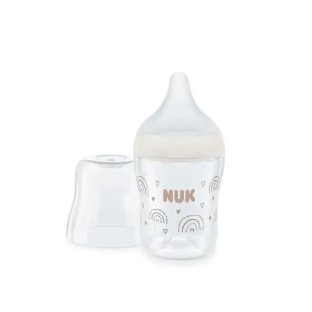 Nuk Γυάλινο Μπιμπερό Perfect Match Κατά των Κολικών με Θηλή Σιλικόνης για 0-6 μηνών Λευκό 120ml
