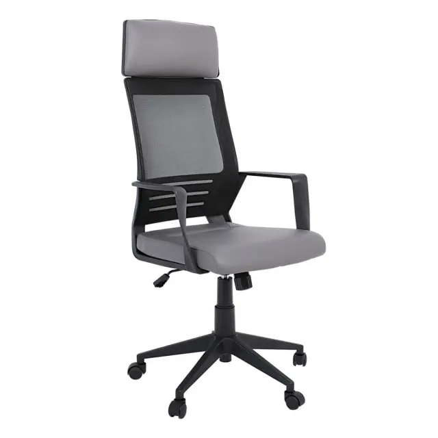 Πολυθρόνα Γραφείου BF2500 Μαύρο/Γκρι Mesh/PVC/PU 58x62x116/126cm