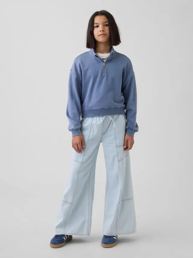 Παιδικό Χαμηλόμεσο Τζιν Παντελόνι Baggy με Λαστιχο στη Μέση Light wash