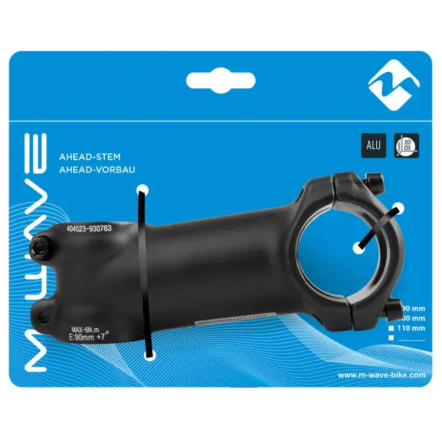 ΛΑΙΜΟΣ M-WAVE ST-M3.1 ΑΛΟΥΜΙΝΙΟΥ 31.8mm 90mm ΜΑΥΡΟ 404522 2