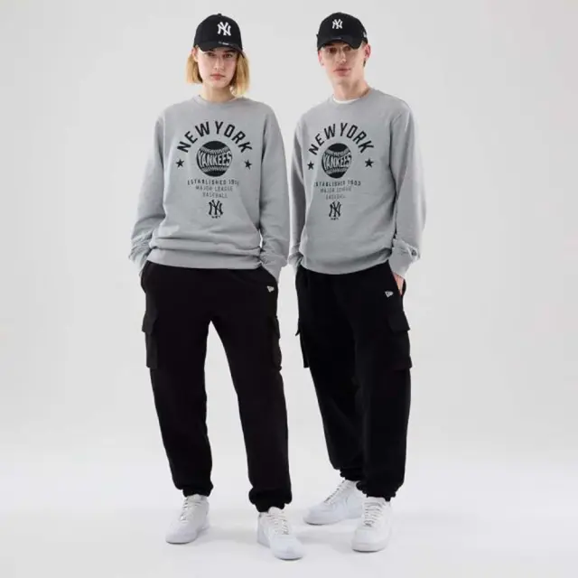 New Era Men's MLB Graphic New York Yankees Regular Crew Neck Sweatshirt Γκρι 60897391 (New Era)