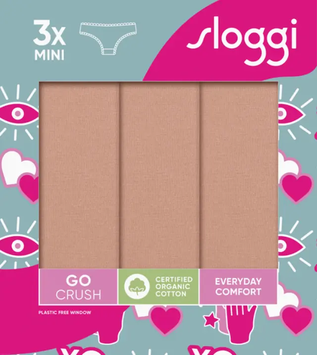 Sloggi Γυναικείο Slip GO Crush Mini - Τριπλό Πακέτο, Χρώμα Cameo Brown