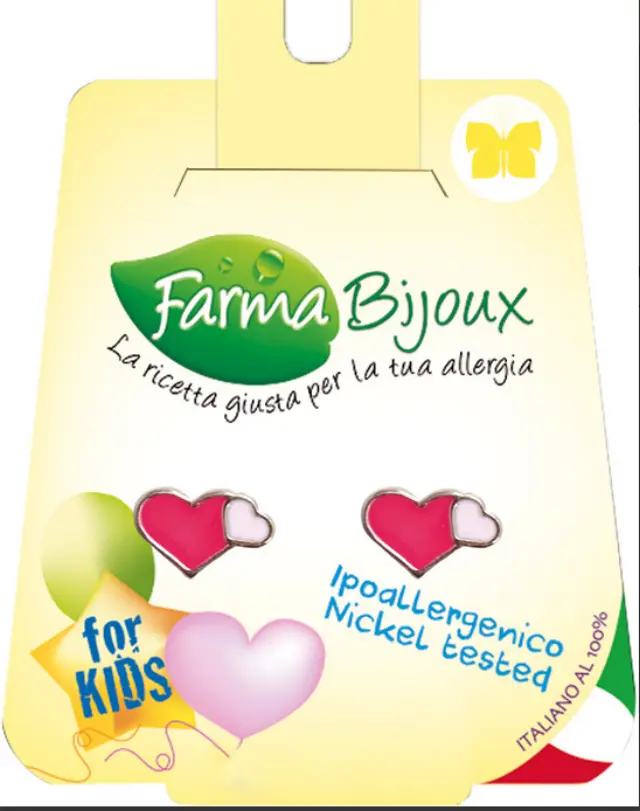 FARMA BIJOUX Σκουλαρίκια Υποαλλεργικά σχήμα καρδιά 1cm, χρώμα ΡΟΖ ΣΜΑΛΤΟ 2