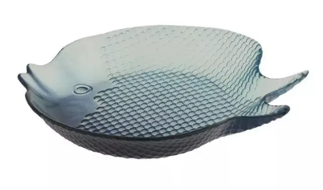 Marva Δίσκος Σερβιρίσματος Ψαριού 20x17cm Γυάλινος Γαλάζιος