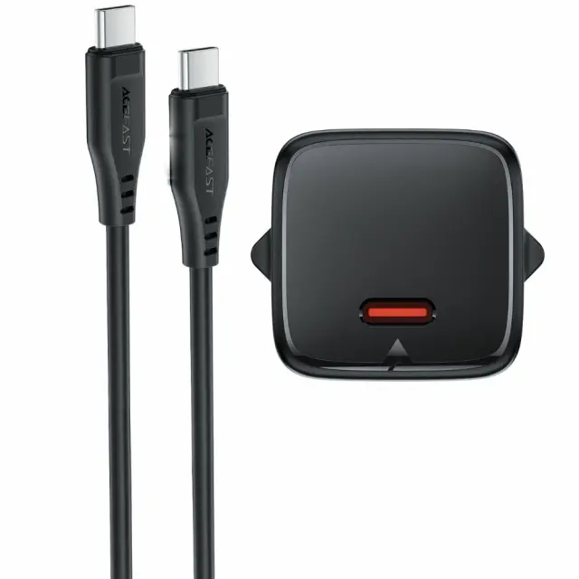 Φορτιστής Ταξιδίου Acefast A118 Mini Fast Charging 1xUSB-C PD30W QC3.0 GaN με USB-C σε USB-C Καλώδιο 1.2m Μαύρος 3
