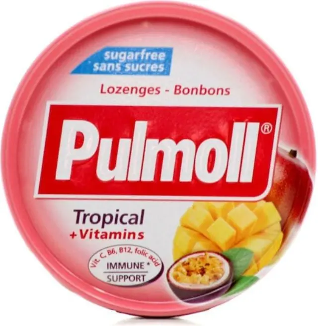 Pulmoll Candies Tropical + Vitamins Καραμέλες με Γεύση Τροπικών Φρούτων, 45gr
