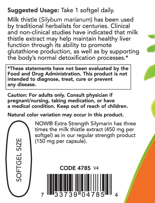 Now Foods Silymarin Milk Thistle Extract, Extra Strength 450 mg 3