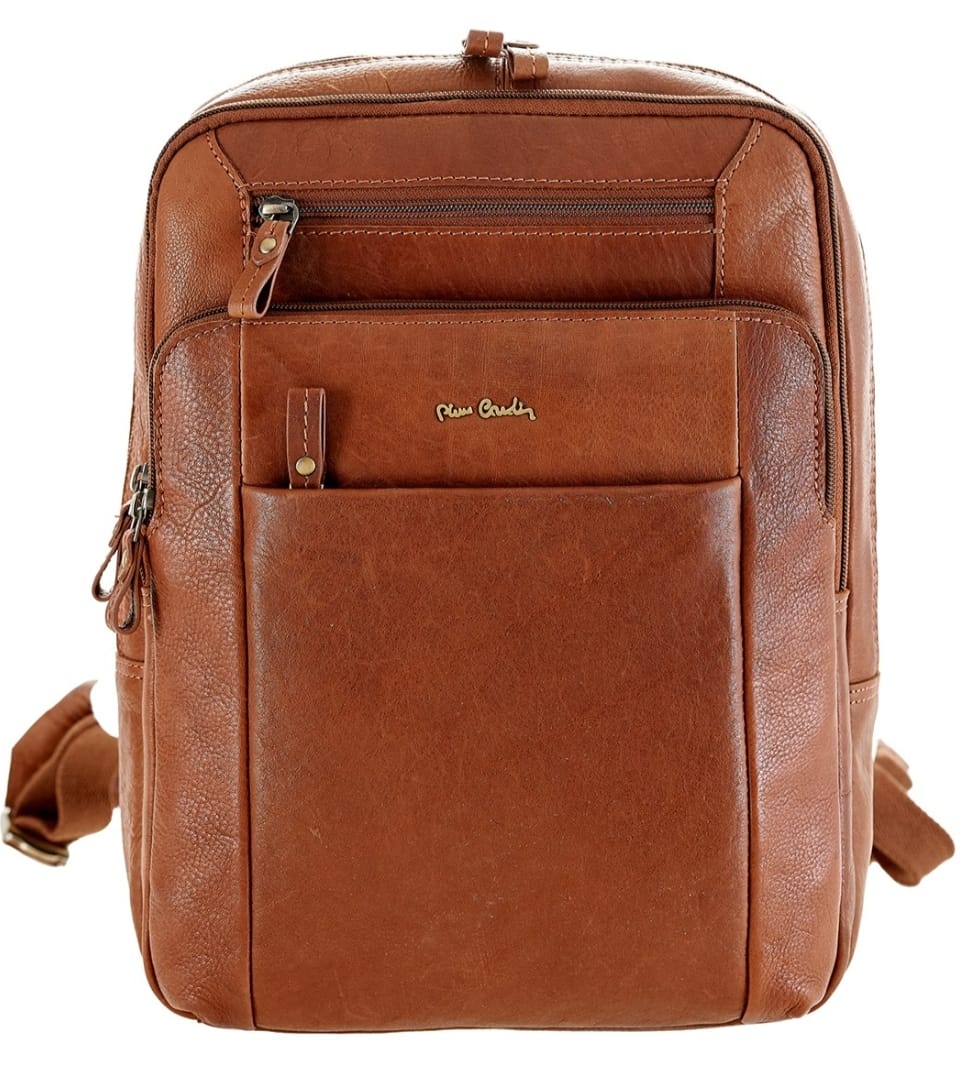 Σακίδιο πλάτης backpack Pierre Cardin, γνήσιο δέρμα, χρώμα κονιάκ,16423 tilak112
