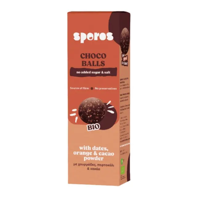 Mini Box Μπαλάκια Ενέργειας Κακάο Πορτοκάλι Χωρίς Ζάχαρη 56gr - Sporos