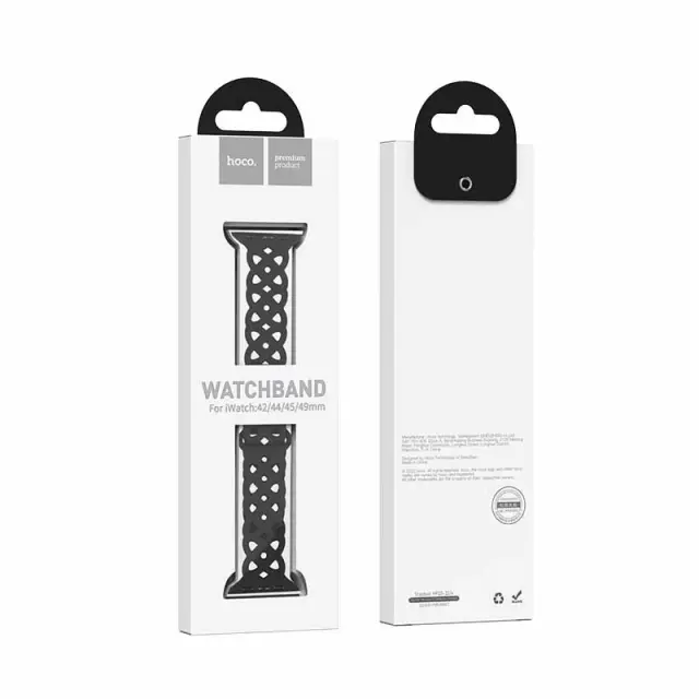 Watchband Hoco WA09 Flexible Rhombus Hollow 42/44/45/49mm για Apple Watch 1/2/3/4/5/6/7/8/SE/Ultra Μαύρο Silicon Band 2