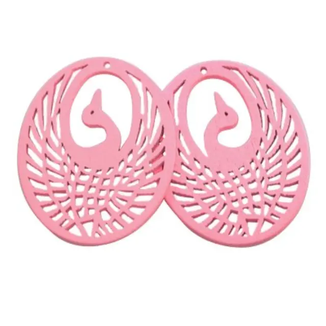 Ξύλινο Διακοσμητικό 44x35mm Peacock Pink - 4τεμ