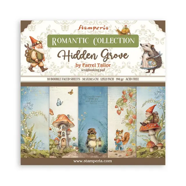 Χαρτιά scrapbooking 10τεμ, 30.5×30.5cm Stamperia, Hidden Grove