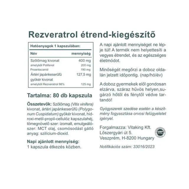 Vitaking Resveratrol Extra 125 mg 2