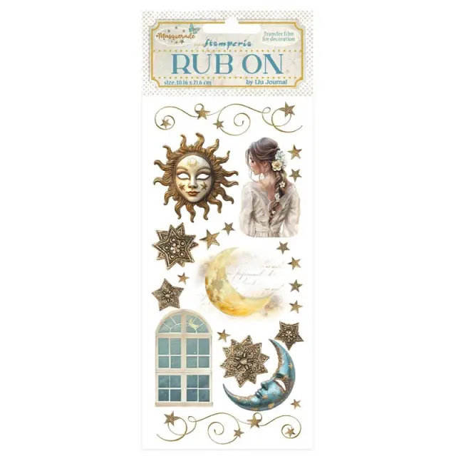 Stamperia Χαλκομανίες Rub-On 10.16x21.6cm - Masquerade Sun & Moon