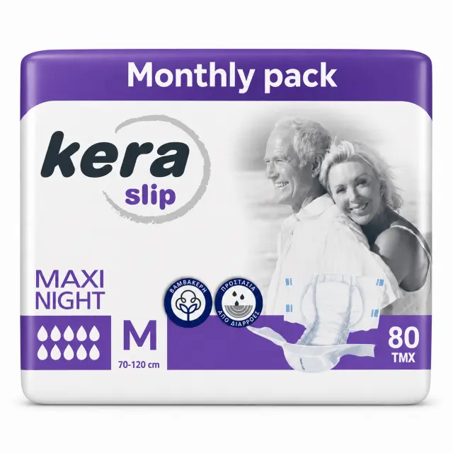 Πανες ακρατειας Kera Slip Medium Maxi Night ΝΥΧΤΟΣ Monthly Pack (4×20) 80 τεμαχιων 2