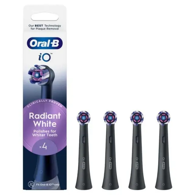 Oral-B Radiant White Μαύρες Ανταλλακτικές Κεφαλές Ηλεκτρικής Οδοντόβουρτσας 4τμχ