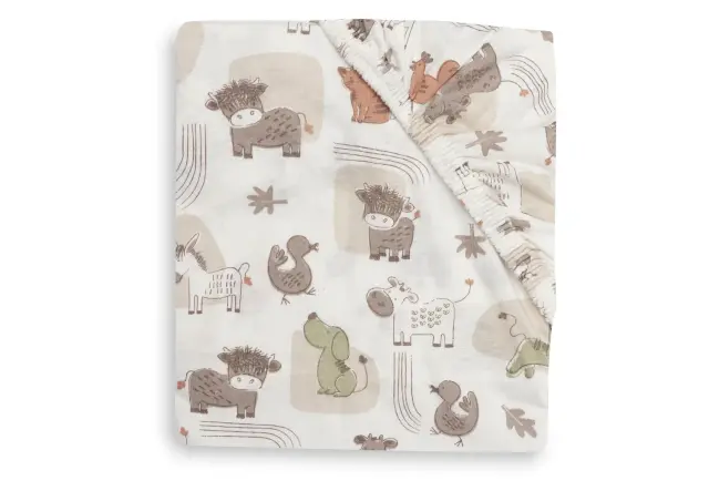 Jollein: Fitted Sheet - Jersey - Barn Buddies σεντόνι κούνιας με λάστιχο 70/75x140/150cm 2