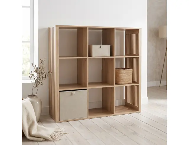 Ραφιέρα Οργάνωσης Klaus Home Deco Factory με 9 ράφια και διαστάσεις 102x32x99cm - Συνδυάζεται με κουτιά αποθήκευσης - Σε απόχρωση Ξύλου HD0243FS
