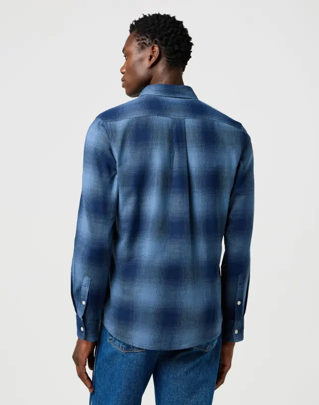 Wrangler Ανδρικό Πουκάμισο Καρό 112371653 – Dark Indigo - S 3