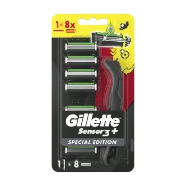 Gillette Ανδρική Ξυριστική Μηχανή με Εργονομική Λαβή & 8 Ανταλλακτικές Κεφαλές Sensor 3+ Special Edition
