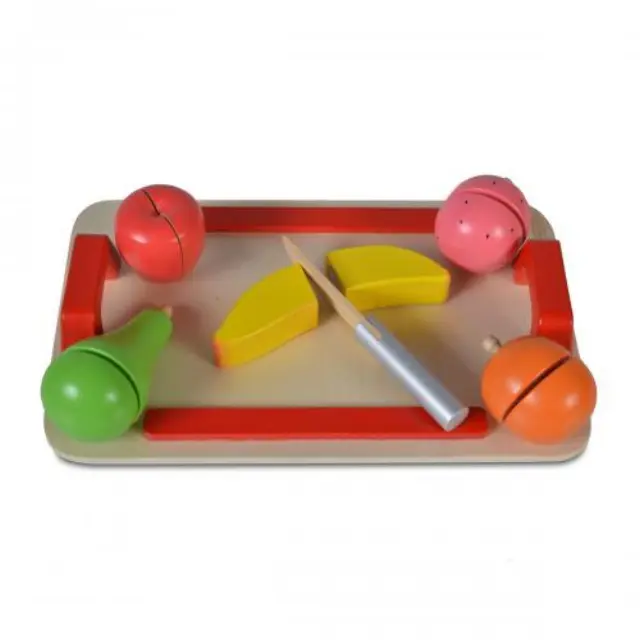 Moni Toys Ξύλινη επιφάνεια κοπής με 5 φρούτα και ξύλινο μαχαίρι 4306 2