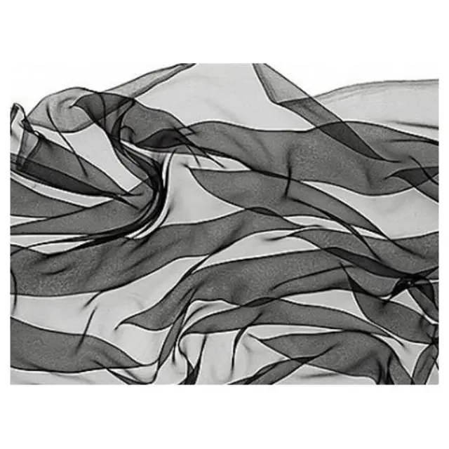 Μεταξωτό μαντίλι 3,5 ραμμένο 180x55cm - Black