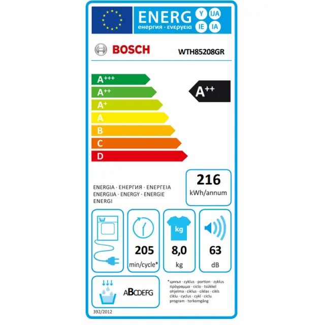 Bosch WTH85208GR Στεγνωτήριο 8kg A++ με Αντλία Θερμότητας 2