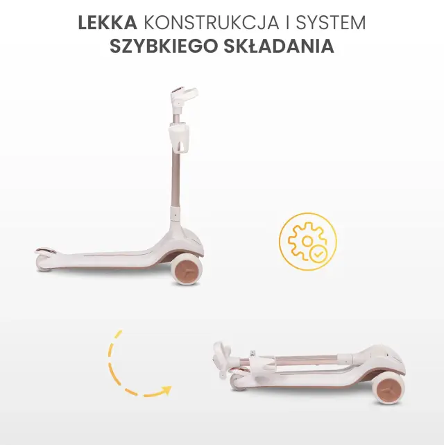 Toyz Πατίνι Ισορροπίας Satura ,Τρίτροχο ,Αναδιπλούμενο, με Led Τροχούς και Θήκη Για Παγούρι εώς 50kg Άσπρο-Μπεζ 2