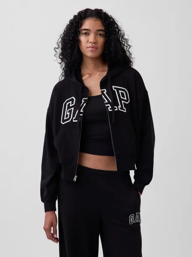 Γυναικεία Ζακέτα Φούτερ Oversized από French Terry με Λογότυπο BLACK
