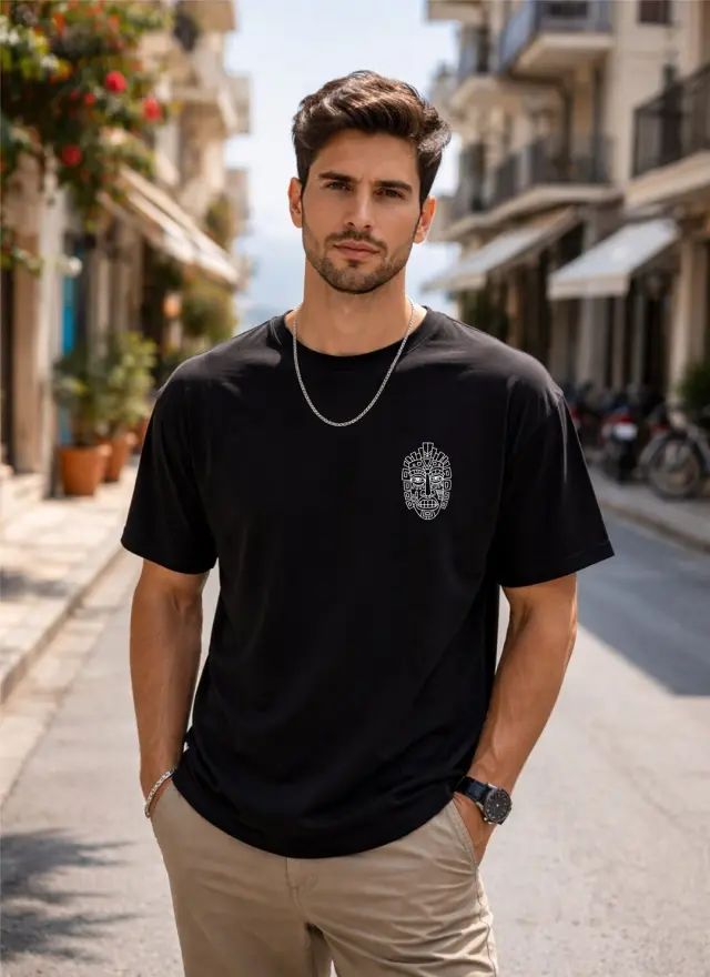 T-shirt Noshame® Oversized Μαύρο με τύπωμα Totem - 152648 - XXL 2
