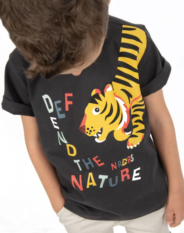 Mini 2 έως 10 ετών Μακό μπλούζα ανθρακί - 2Ε 3