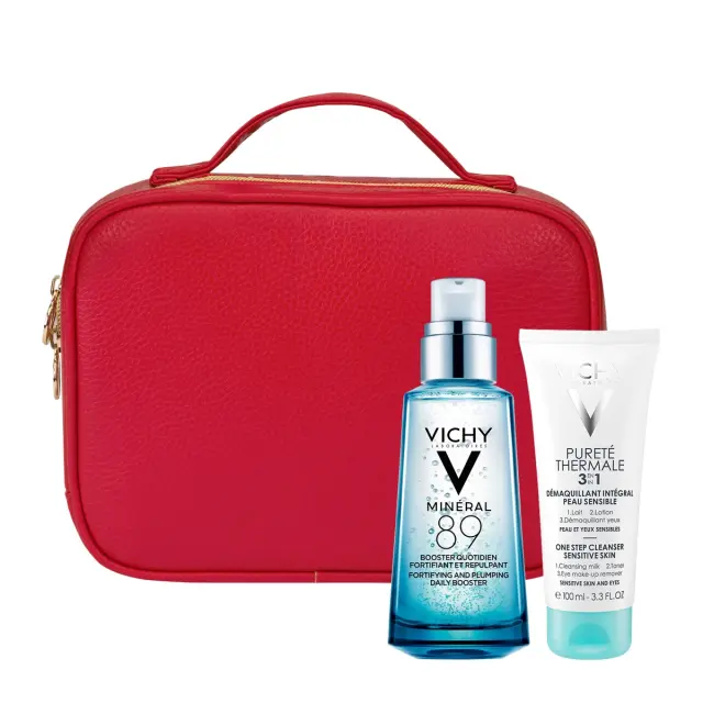 Vichy Promo Mineral 89 Booster Ενυδατικό Booster Προσώπου, 50ml, Δώρο Purete Thermale 3in1 Γαλάκτωμα Καθαρισμού, Τονωτική Λοσιόν Και Ντεμακιγιάζ Ματιών, 100ml Και Νεσεσέρ, 1σετ 3
