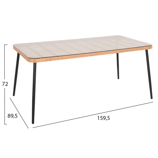 ΤΡΑΠΕΖΙ ΟΡΘΟΓΩΝΙΟ FB95538.11 ΜΕΤΑΛ.ΜΑΥΡΟ-P.E. RATTAN ΦΥΣΙΚΟ 159,5x89,5x72Υεκ. 2
