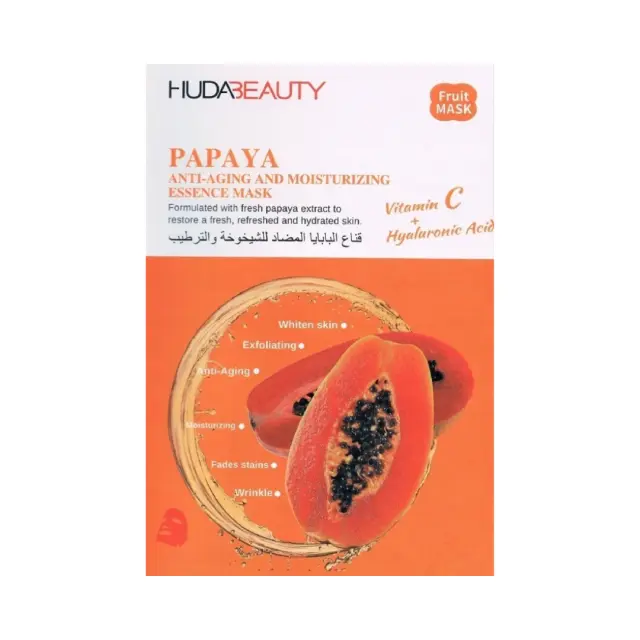 Huda Beauty Anti-Aging and Moisturizing Essence Mask Papaya Αντιρυτιδική και Ενυδατική Μάσκα με Βιταμίνη C & Υαλουρονικό Οξύ 30g