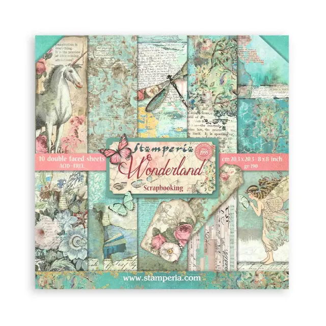 Χαρτιά scrapbooking 10τεμ, 20.3×20.3cm Stamperia, Wonderland