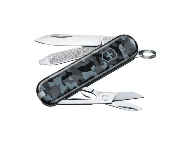 Ελβετικός Σουγιάς Victorinox Classic SD Printed με 7 λειτουργίες και μήκος 5.8cm - Navy Blue Camouflage0.6223.942