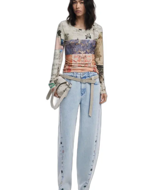 Desigual - Γυναικεία Μπλούζα Limbani Regular Fit 25WWTK33-9019 Μπεζ - XS 2