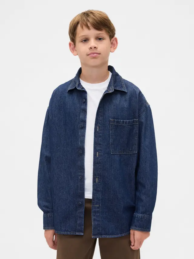 Παιδικό Τζιν Oversized Πουκάμισο Dark wash