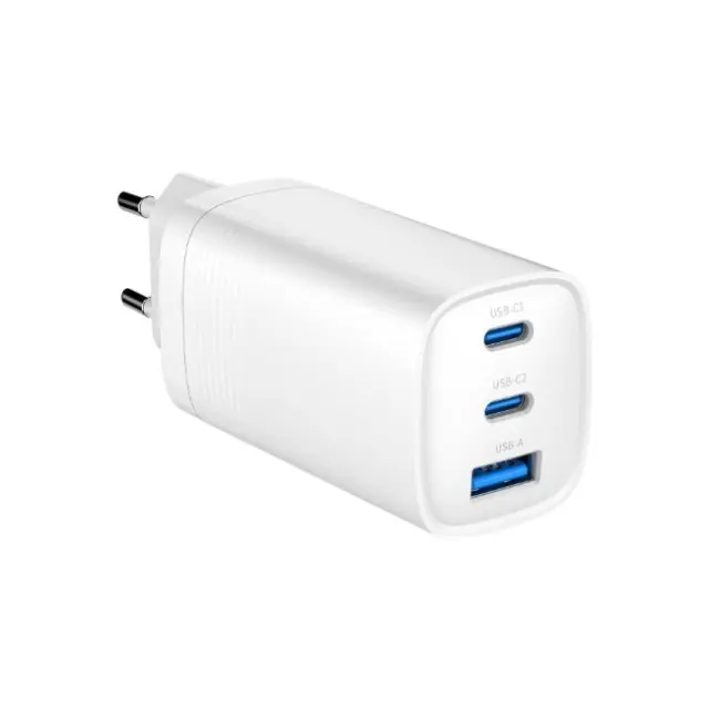 Gembird Φορτιστής GaN USB QC3.0 27W 2x Type-C 65W White (TA-UC-PDQC65-01-W)