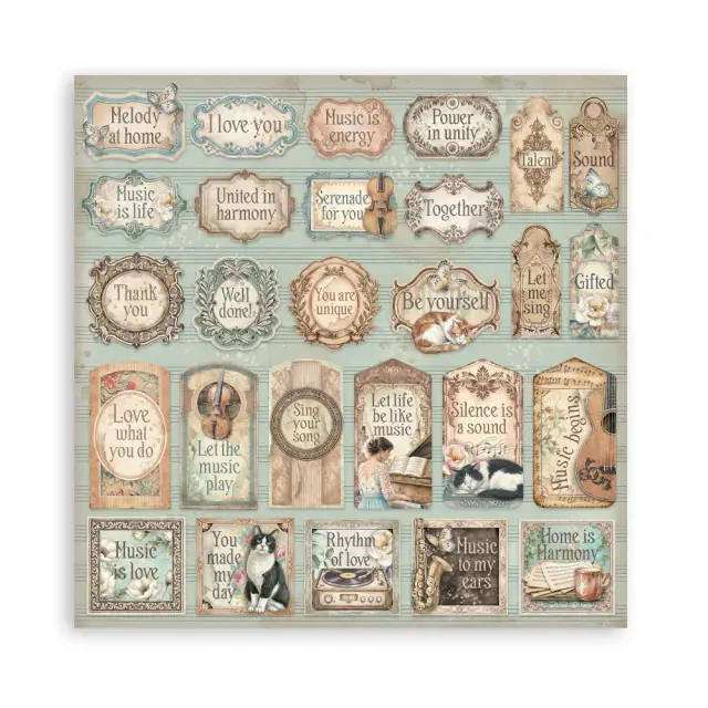 Χαρτιά scrapbooking 10τεμ, 20.3×20.3cm Stamperia, Symphony 2
