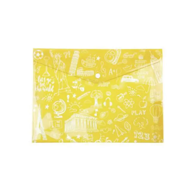 Typotrust Φάκελος PP Kουμπί Α4 Doodle Κίτρινο (FP25404-05)