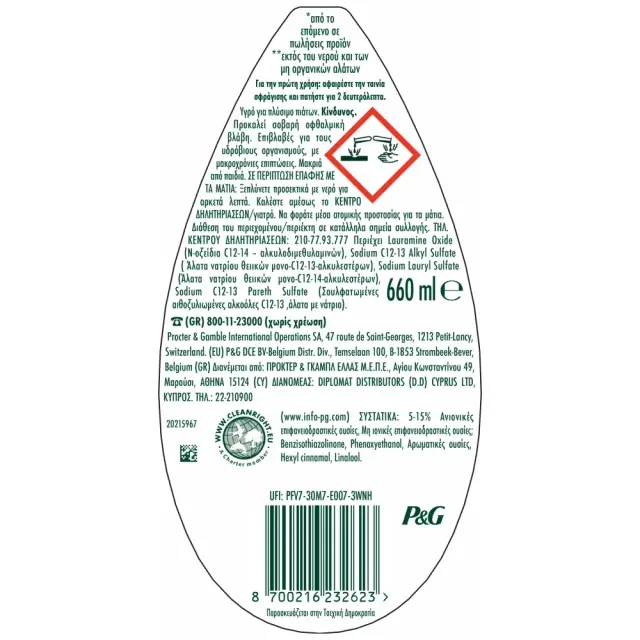 Fairy Max Power Απορρυπαντικό Πιάτων Υγρό Κανονικό 660ml 2