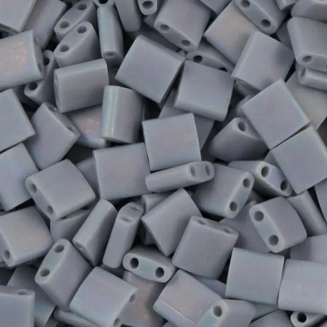 Χάντρα Miyuki Tila No498FR Matte Opaque Gray AB ~7gr