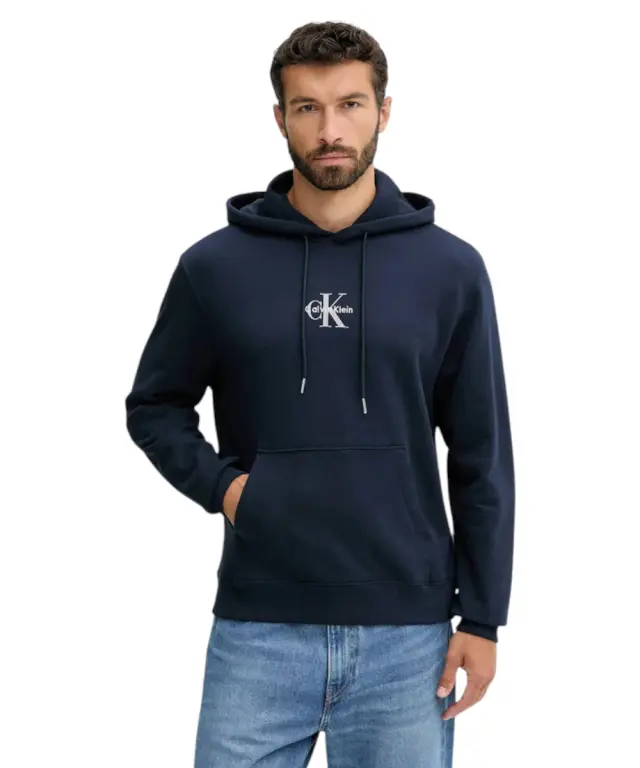 Calvin Klein - Ανδρικό Φούτερ με Κουκούλα Terry Monogram LV04RD243G-CEF Μπλε - XL