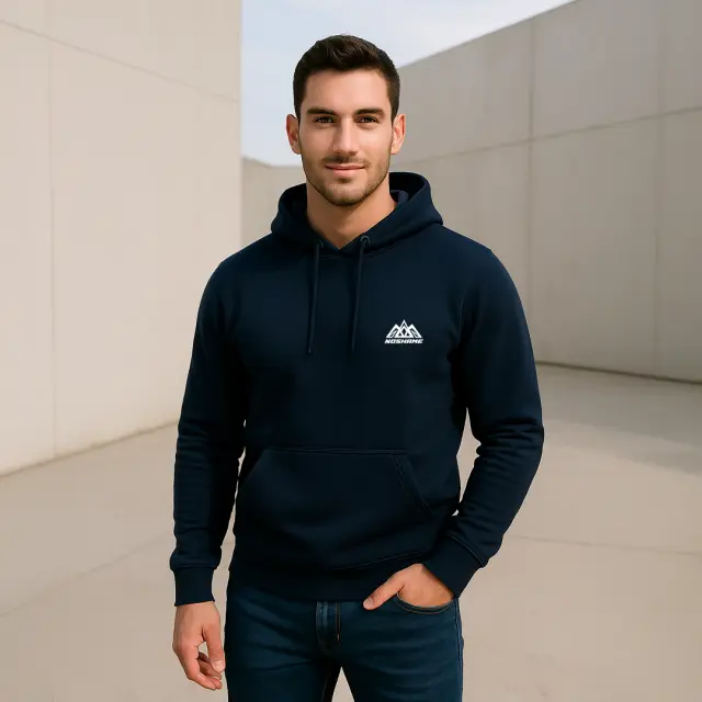 Φούτερ Noshame® Navy με κουκούλα και τύπωμα - 522509 - XXL
