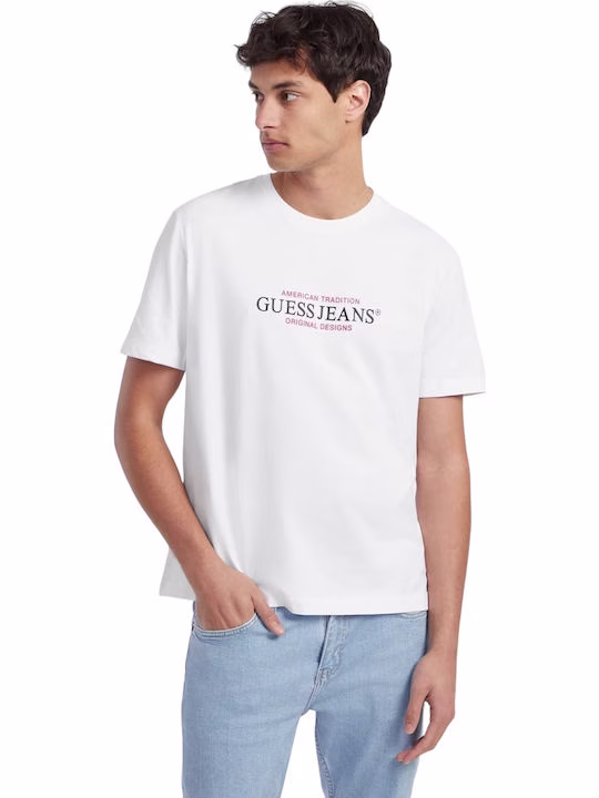 Guess T-shirt Λευκό με Στάμπα Άσπρο
