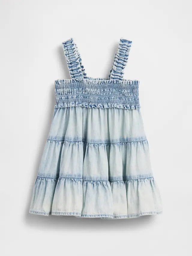 Βρεφικό Denim Tiered Φόρεμα Marble wash