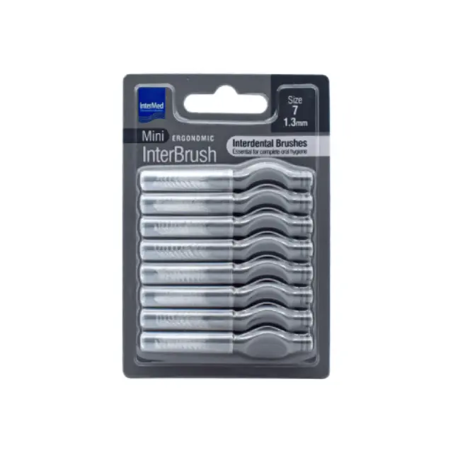 Intermed Mini Ergonomic Interbrush Μεσοδόντια Βουρτσάκια με Λαβή 1.3mm Γκρι Μέγεθος 7, 8 τμχ